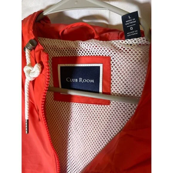 Club Room Men's Rubberized Lightweight Hooded Rain Jacket, Red, Size L, NWT - Picture 4 of 6